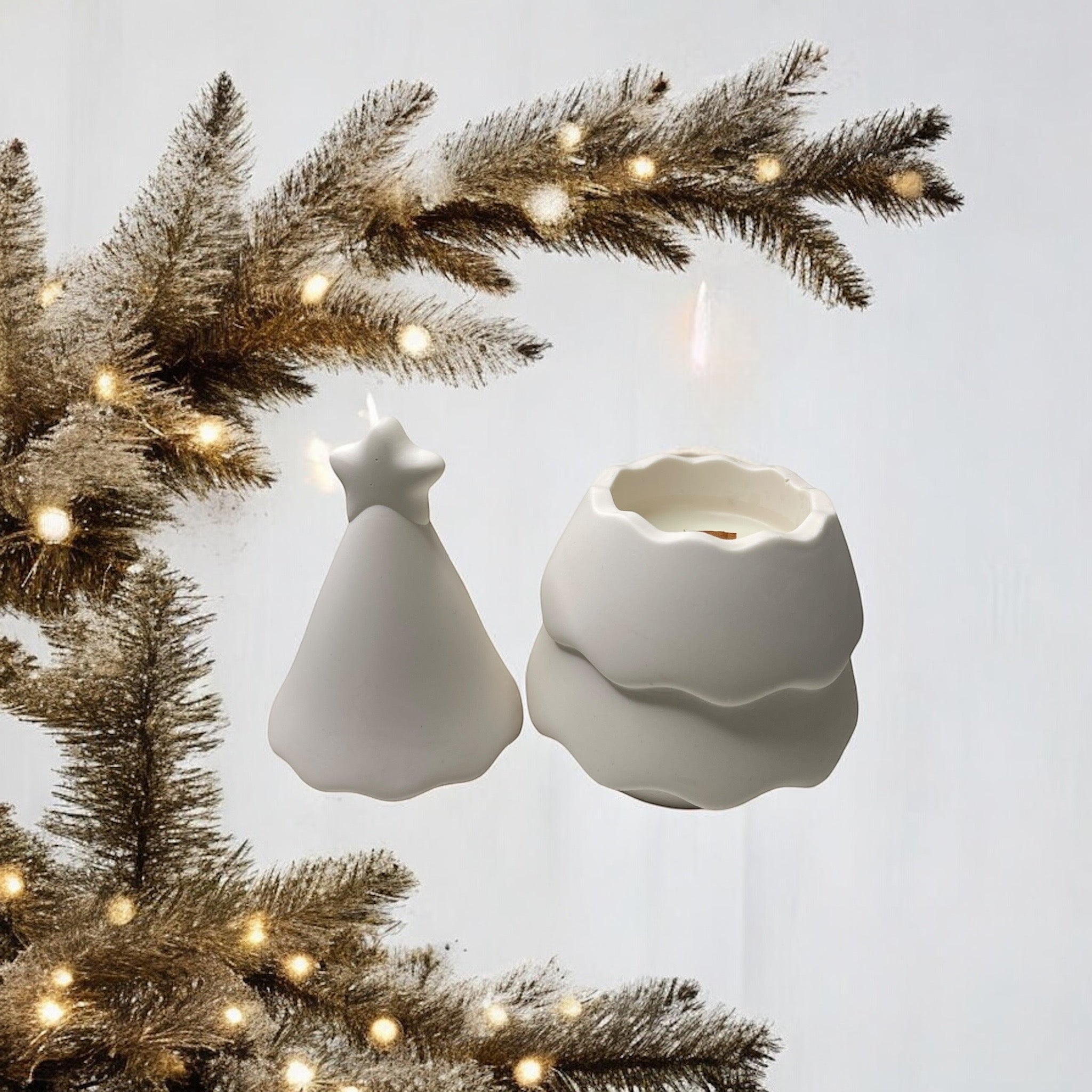 JESMONITE CANDLE - CHRISTMAS TREE CANDLE WITH LID