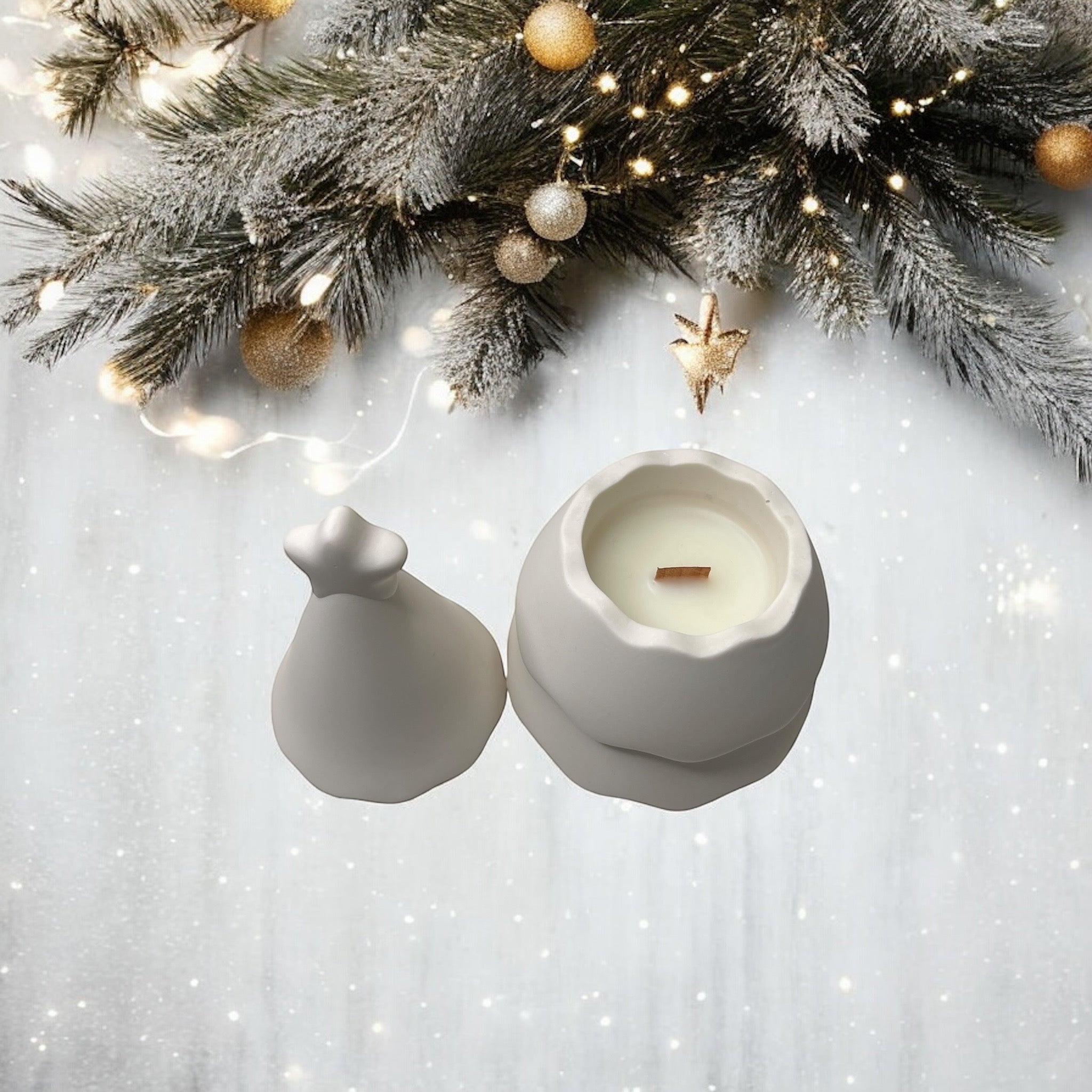 JESMONITE CANDLE - CHRISTMAS TREE CANDLE WITH LID