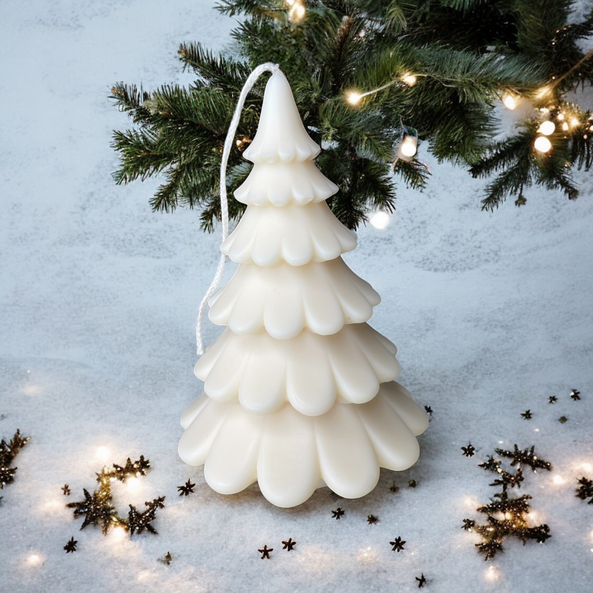 DECORATIVE CANDLE - LARGE LEAFY TIERED CHRISTMAS TREE